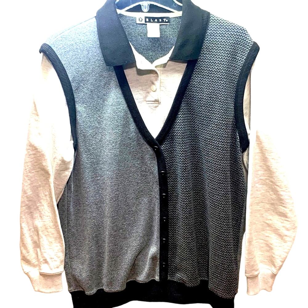 Vintage 90's Blast Brand Shirt and Vest Combo Size Medium Preppy